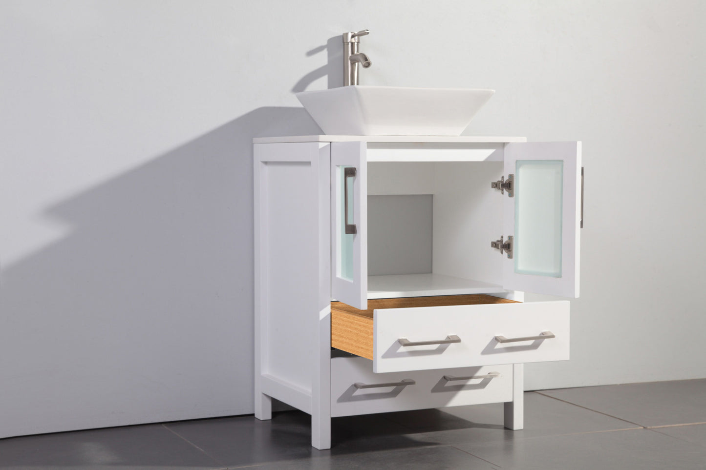 48 Inch Single Sink Bathroom Vanity in White with Marble Countertop - Vanity Art VA3124-48W