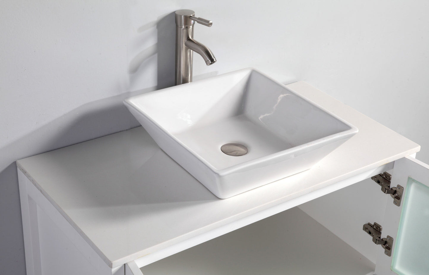 84 Inch Double Sink Bathroom Vanity in White with Marble Countertop - Vanity Art VA3130-84W