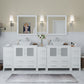 96 Inch Double Sink Bathroom Vanity in White with Marble Countertop - Vanity Art VA3130-96W