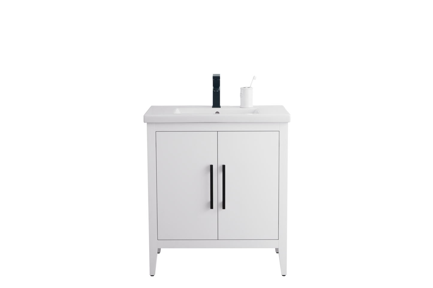 30 Inch Single Sink Bathroom Vanity in White with Ceramic Top - Vanity Art VA9030-W