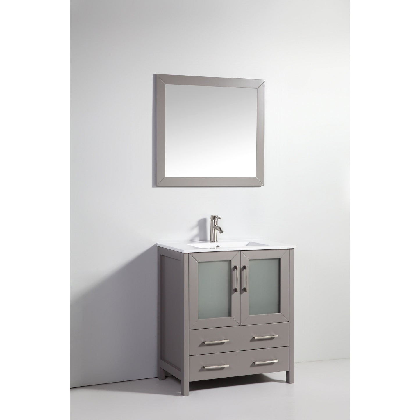 30 Inch Single Sink Bathroom Vanity in Gray with Ceramic Countertop - Vanity Art VA3030G