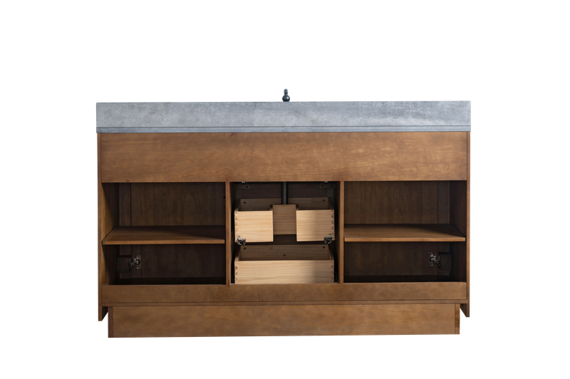 60 Inch Single Sink Bathroom Vanity in Tan with Limestone Top - Vanity Art VA7060-ST-BT