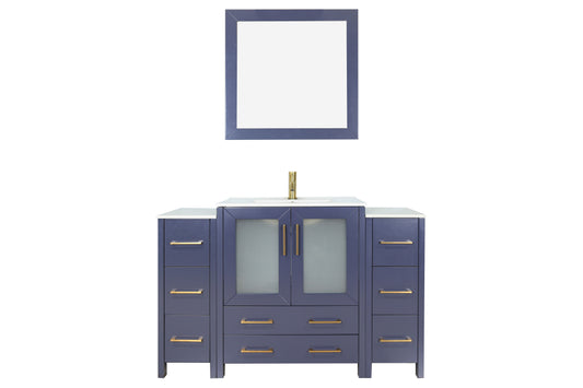 48 Inch Single Sink Bathroom Vanity in Blue with Ceramic Countertop - Vanity Art VA3024-48B