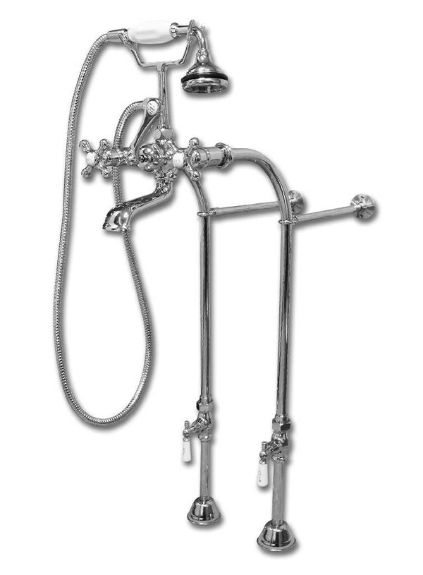 Clawfoot Tub Freestanding British Telephone Faucet & Hand Held Shower Combo - Polished Chrome (CAM398463-CP)