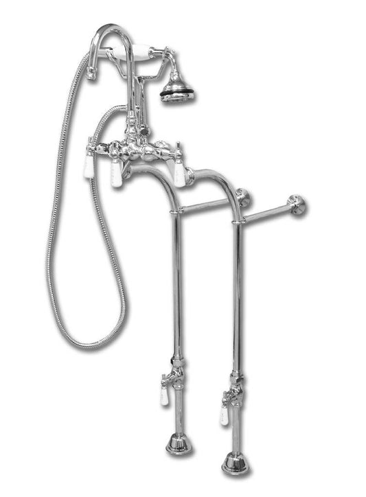 Clawfoot Tub Freestanding English Telephone Gooseneck Faucet & Hand Held Shower Combo - Polished Chrome (CAM398684-CP)