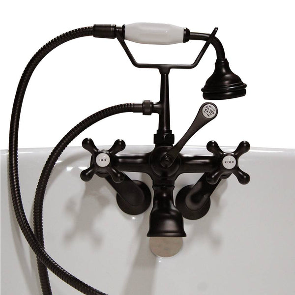 Clawfoot Tub Wall Mount British Telephone Faucet with Hand Held Shower - Oil Rubbed Bronze (CAM463BTW-ORB)