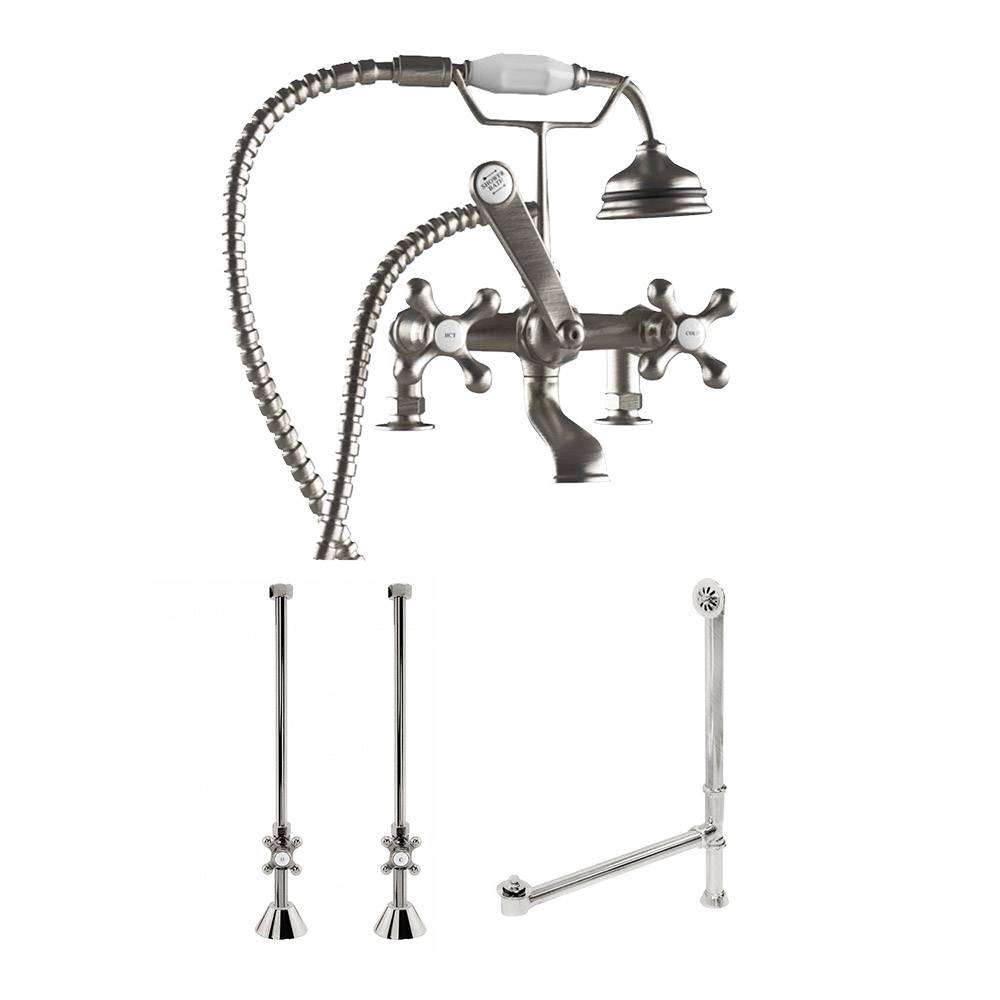 Complete Brushed Nickel Deck Mount Plumbing Package for Clawfoot Tub (CAM463D-2-PKG-BN)