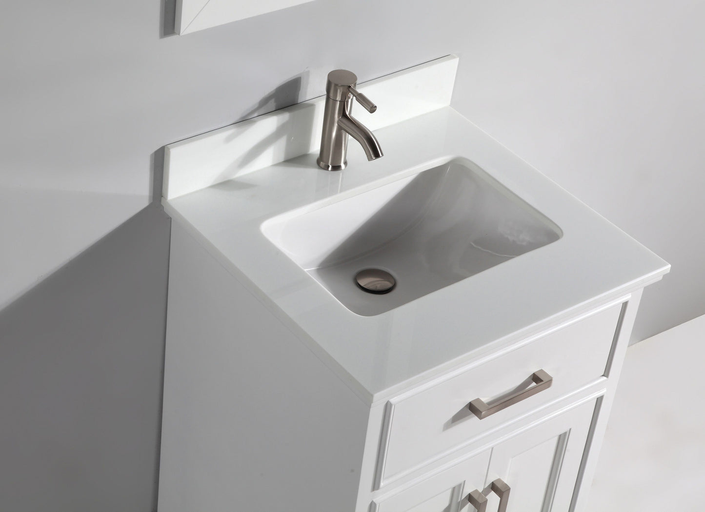 24 Inch Single Sink Bathroom Vanity in White with White Marble Countertop - Vanity Art VA1024W