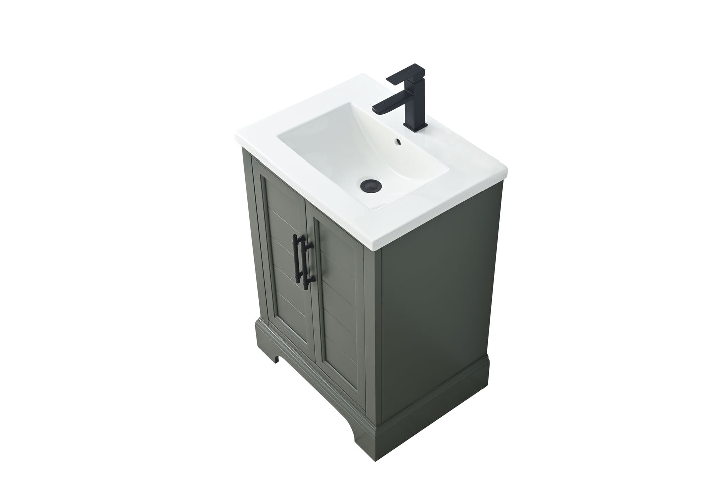 24 Inch Single Sink Bathroom Vanity in Vintage Green with Ceramic Sink and Countertop - Vanity Art VA5024-VG