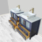 72 Inch Double Sink Bathroom Vanity in Blue with Marble Countertop - Vanity Art VA3130-72B