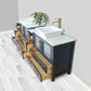 96 Inch Double Sink Bathroom Vanity in Blue with Marble Countertop - Vanity Art VA3136-96B