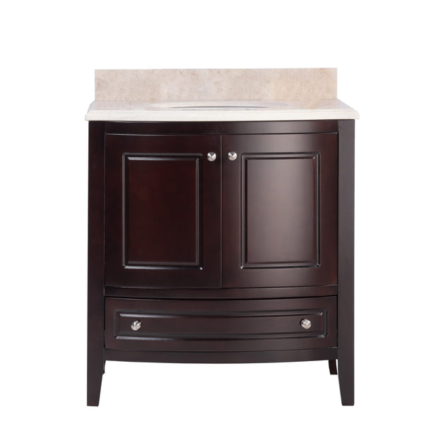 Estella 32 Brown Bathroom Vanity with Jerusalem Gold Marble Countertop