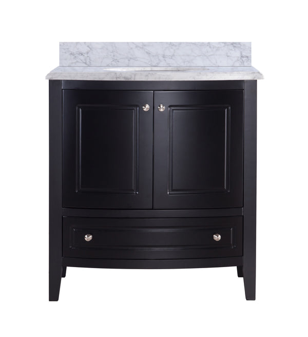 Estella 32 Espresso Bathroom Vanity with White Carrara Marble Countertop