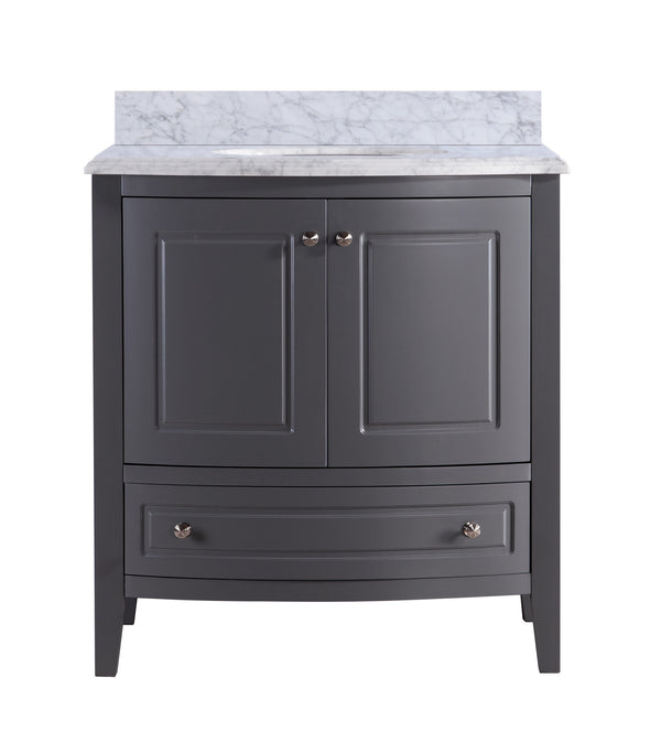 Estella 32 Grey Bathroom Vanity with White Carrara Marble Countertop