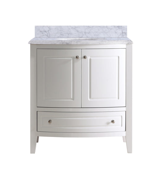 Estella 32" White Bathroom Vanity with White Carrara Marble Countertop