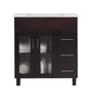 Nova 32" Brown Bathroom Vanity with White Ceramic Basin Countertop