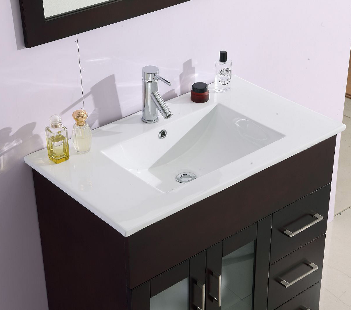 Nova 32" Brown Bathroom Vanity with White Ceramic Basin Countertop