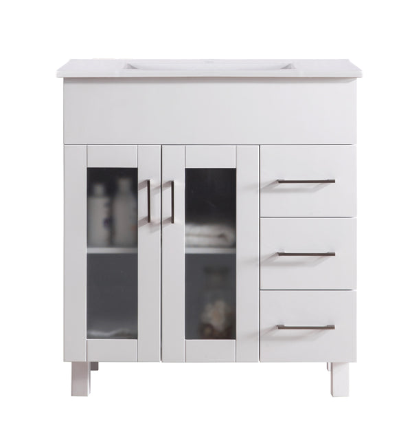 Nova 32 White Bathroom Vanity with White Ceramic Basin Countertop