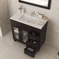 Nova 36" Brown Bathroom Vanity with White Ceramic Basin Countertop