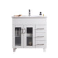 Nova 36" White Bathroom Vanity with White Ceramic Basin Countertop