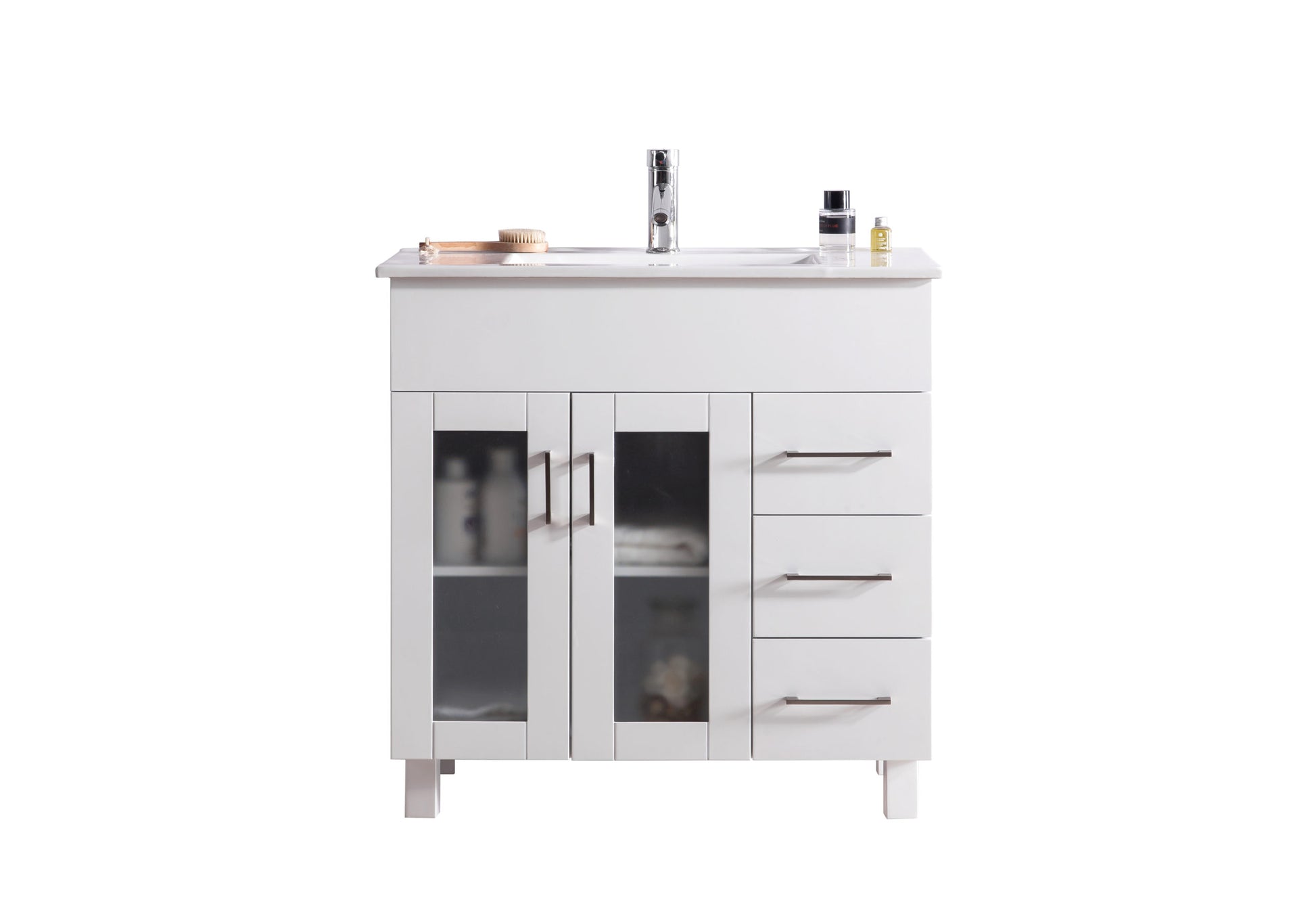 Nova 36" White Bathroom Vanity with White Ceramic Basin Countertop