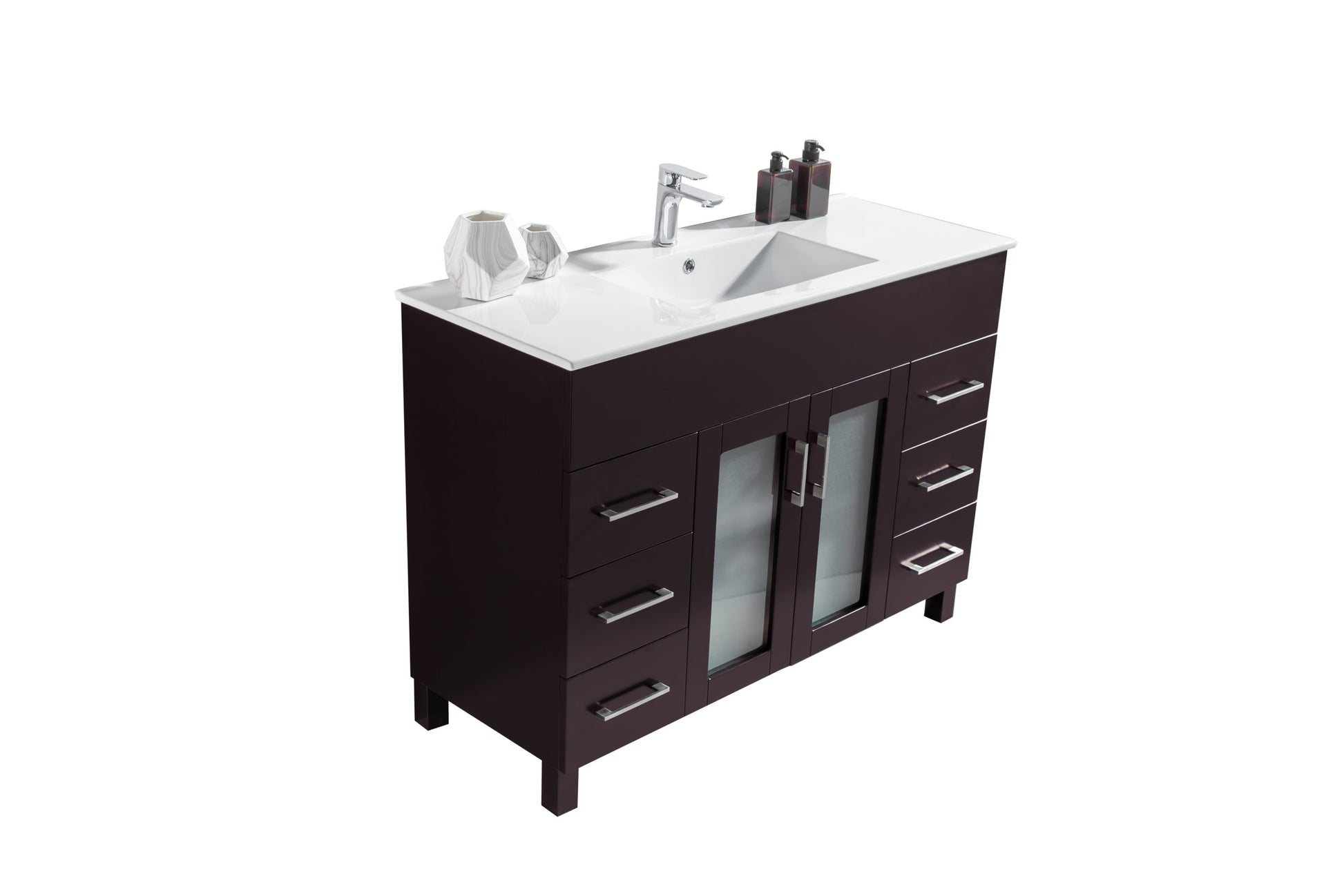 Nova 48" Brown Bathroom Vanity with White Ceramic Basin Countertop