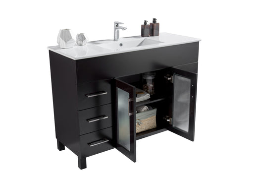 Nova 48" Espresso Bathroom Vanity with White Ceramic Basin Countertop