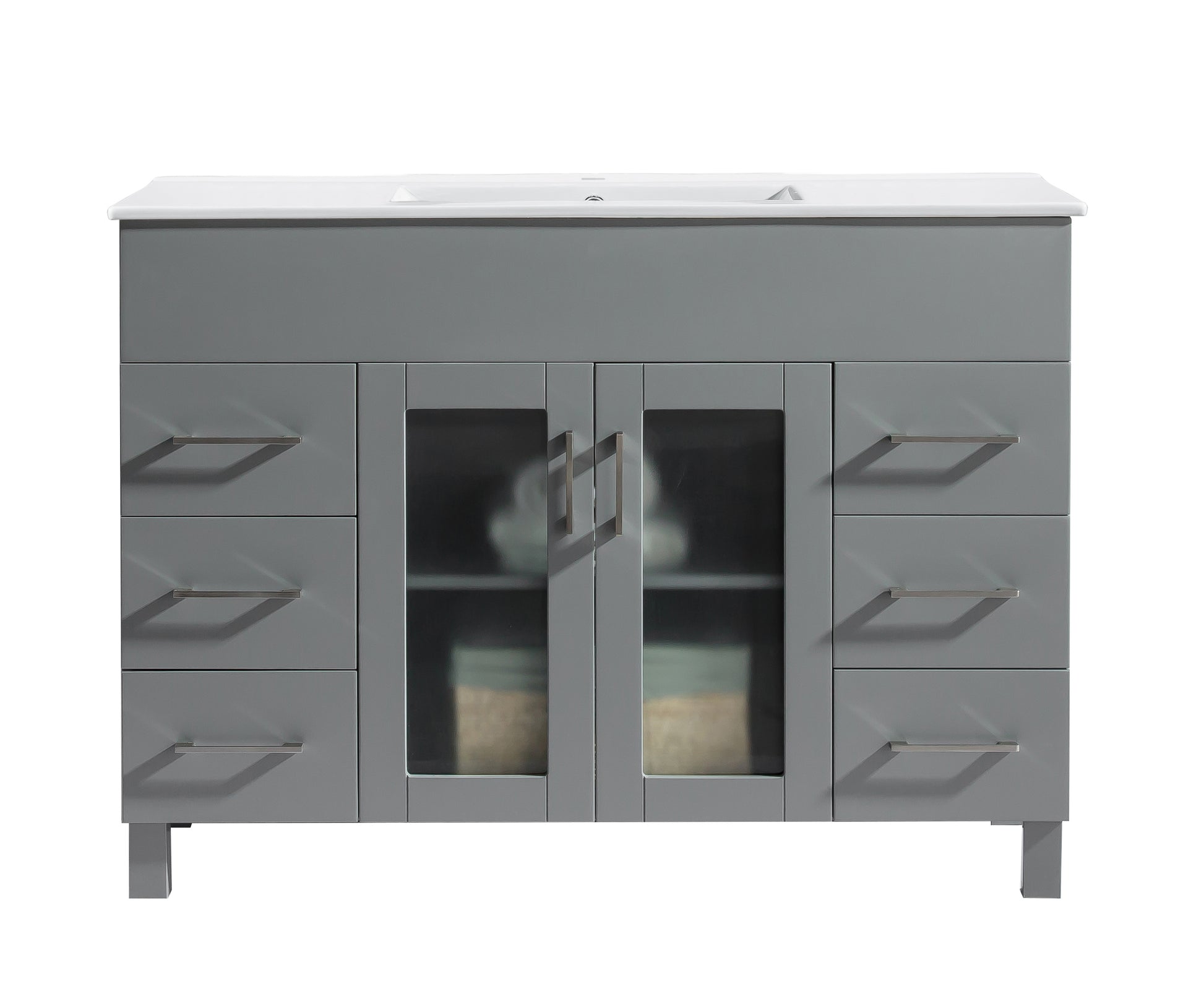 Nova 48" Grey Bathroom Vanity with White Ceramic Basin Countertop