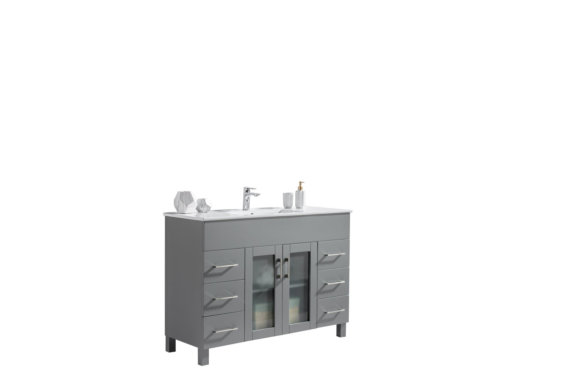 Nova 48" Grey Bathroom Vanity with White Ceramic Basin Countertop