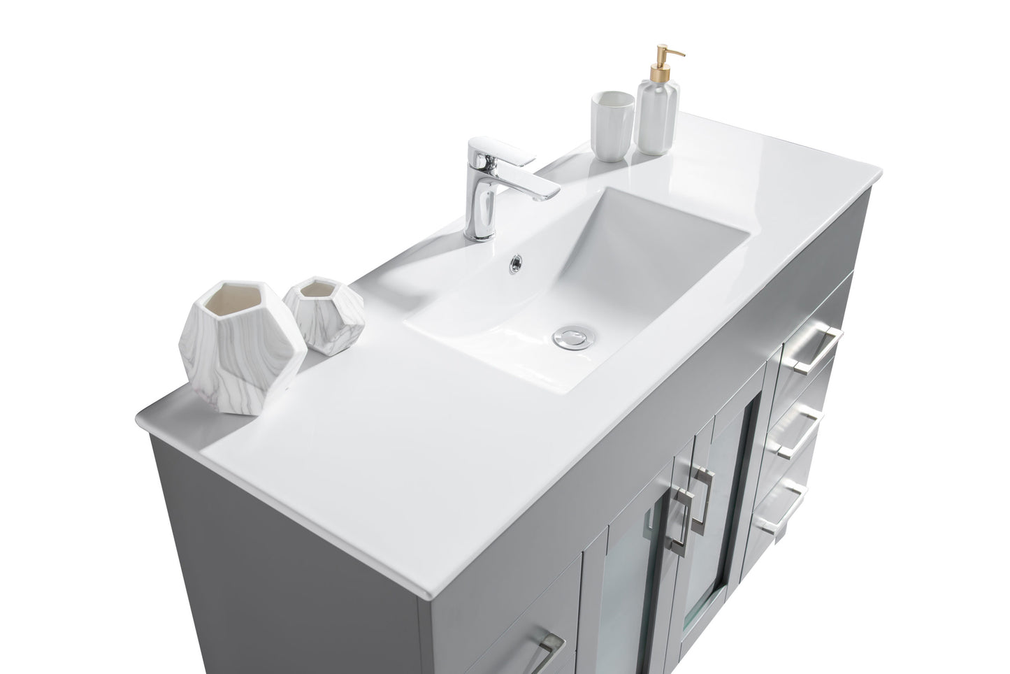 Nova 48" Grey Bathroom Vanity with White Ceramic Basin Countertop