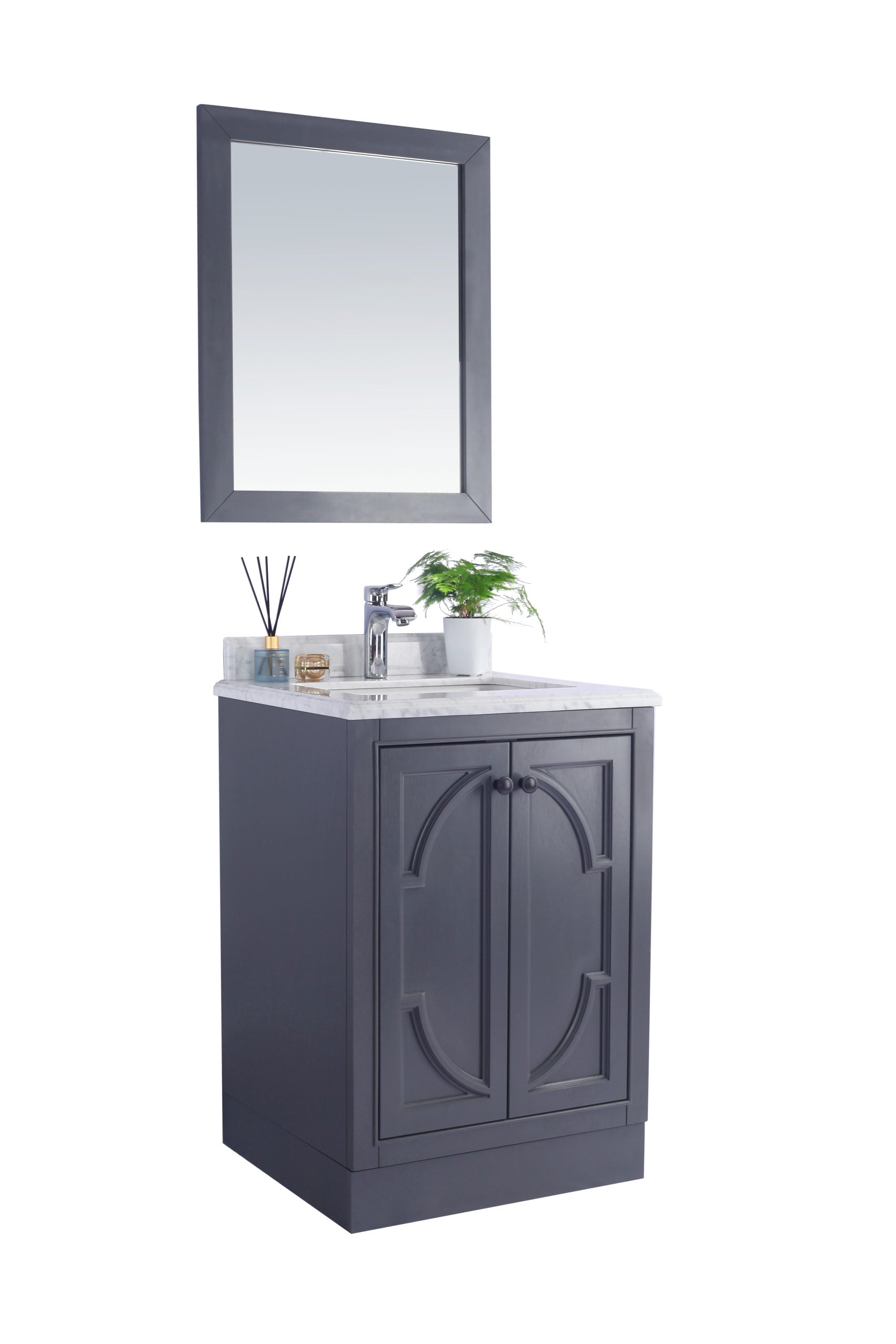 Odyssey 24" Maple Grey Bathroom Vanity with Black Wood Marble Countertop