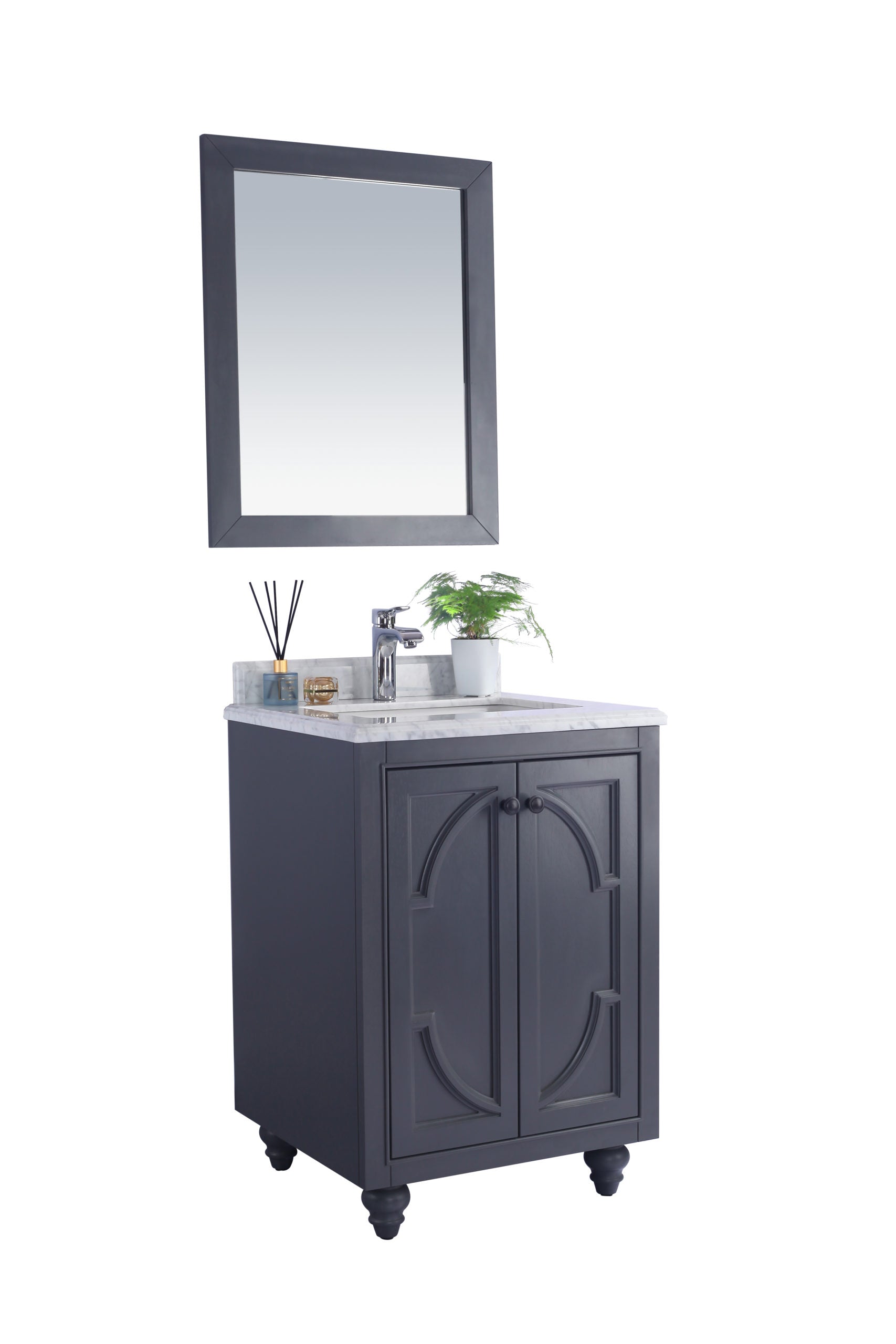 Odyssey 24" Maple Grey Bathroom Vanity with White Carrara Marble Countertop