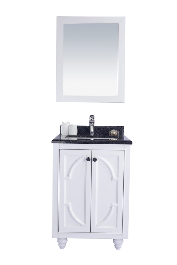 Odyssey 24 White Bathroom Vanity with Black Wood Marble Countertop