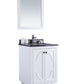 Odyssey 24" White Bathroom Vanity with Black Wood Marble Countertop