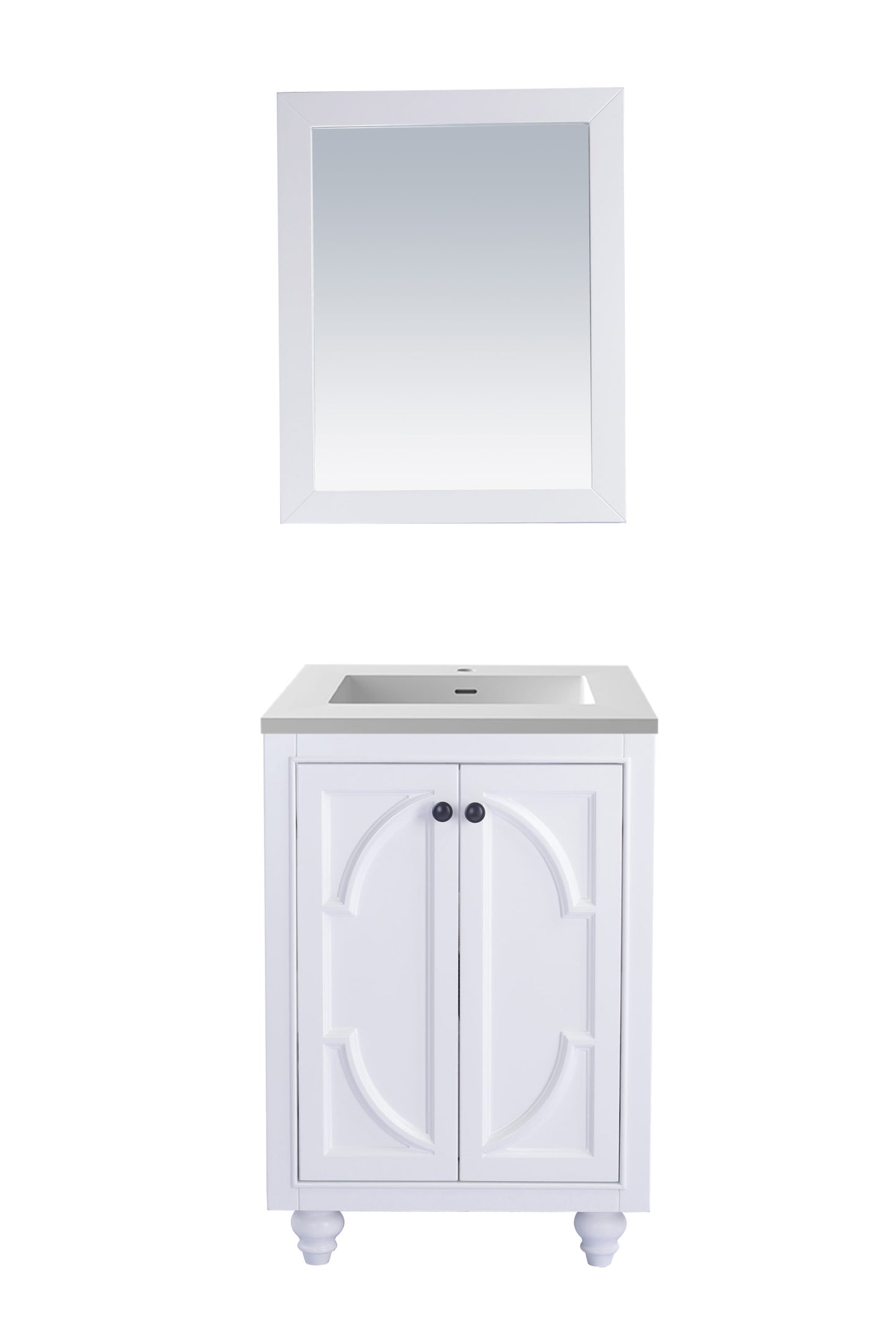 Odyssey 24" White Bathroom Vanity with Matte White VIVA Stone Solid Surface Countertop