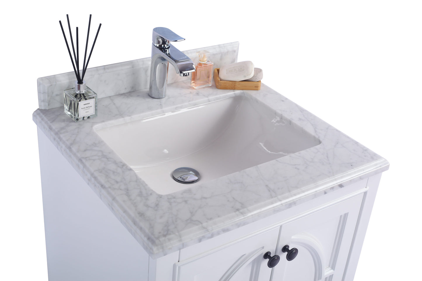 Odyssey 24" White Bathroom Vanity with White Carrara Marble Countertop