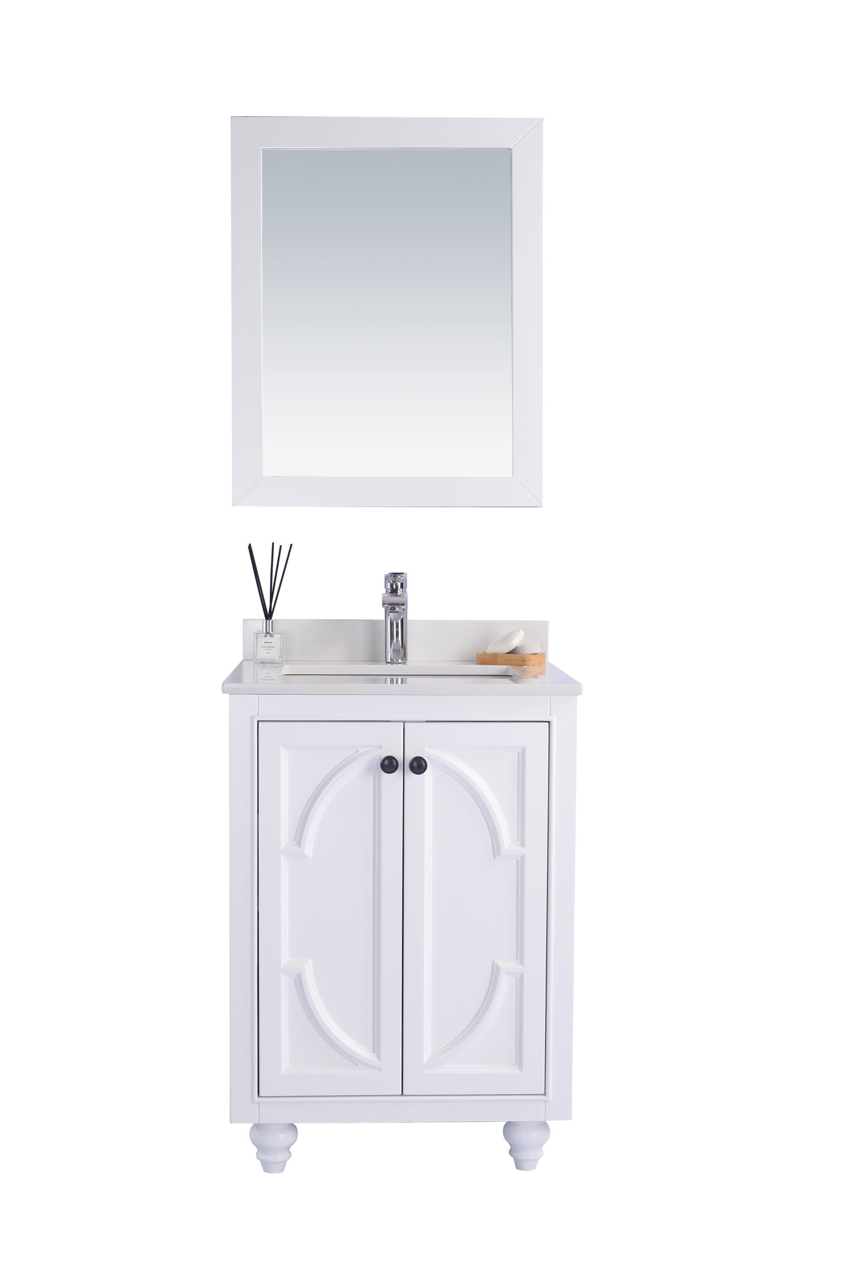 Odyssey 24" White Bathroom Vanity with White Quartz Countertop