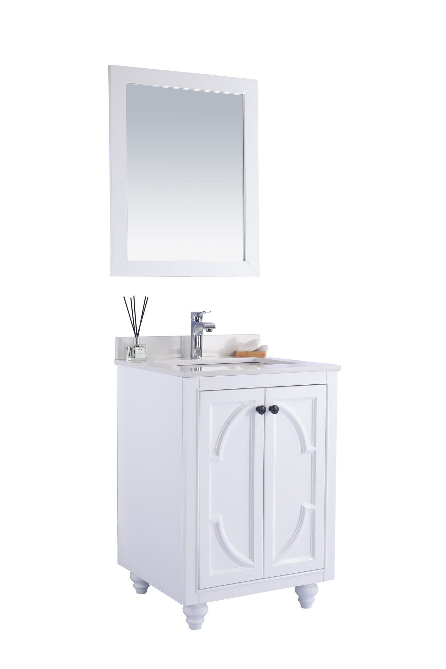 Odyssey 24" White Bathroom Vanity with White Quartz Countertop