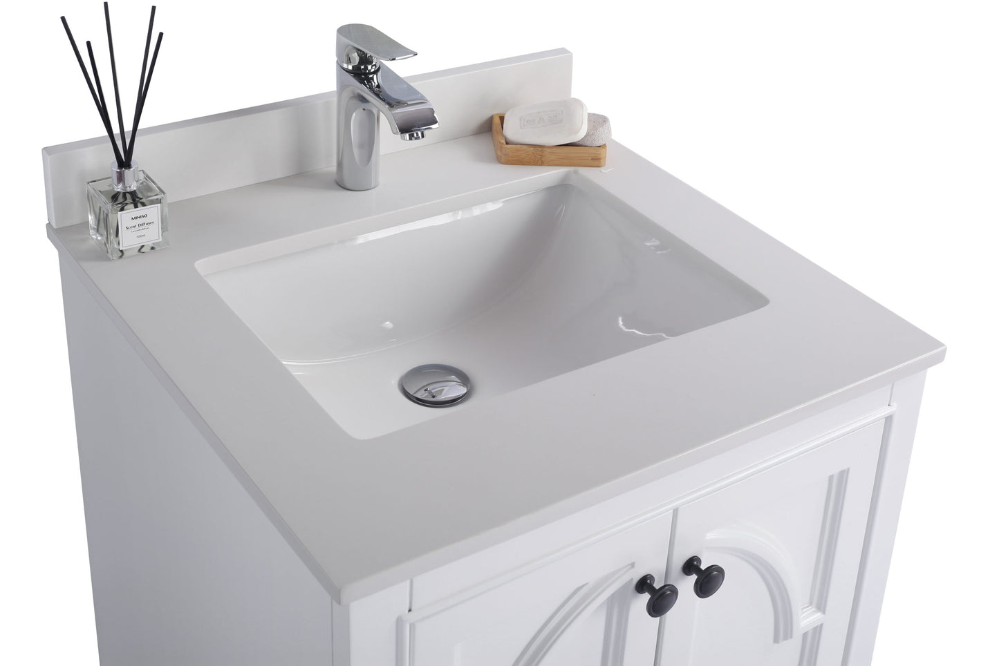 Odyssey 24" White Bathroom Vanity with White Quartz Countertop