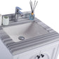 Odyssey 24" White Bathroom Vanity with White Stripes Marble Countertop