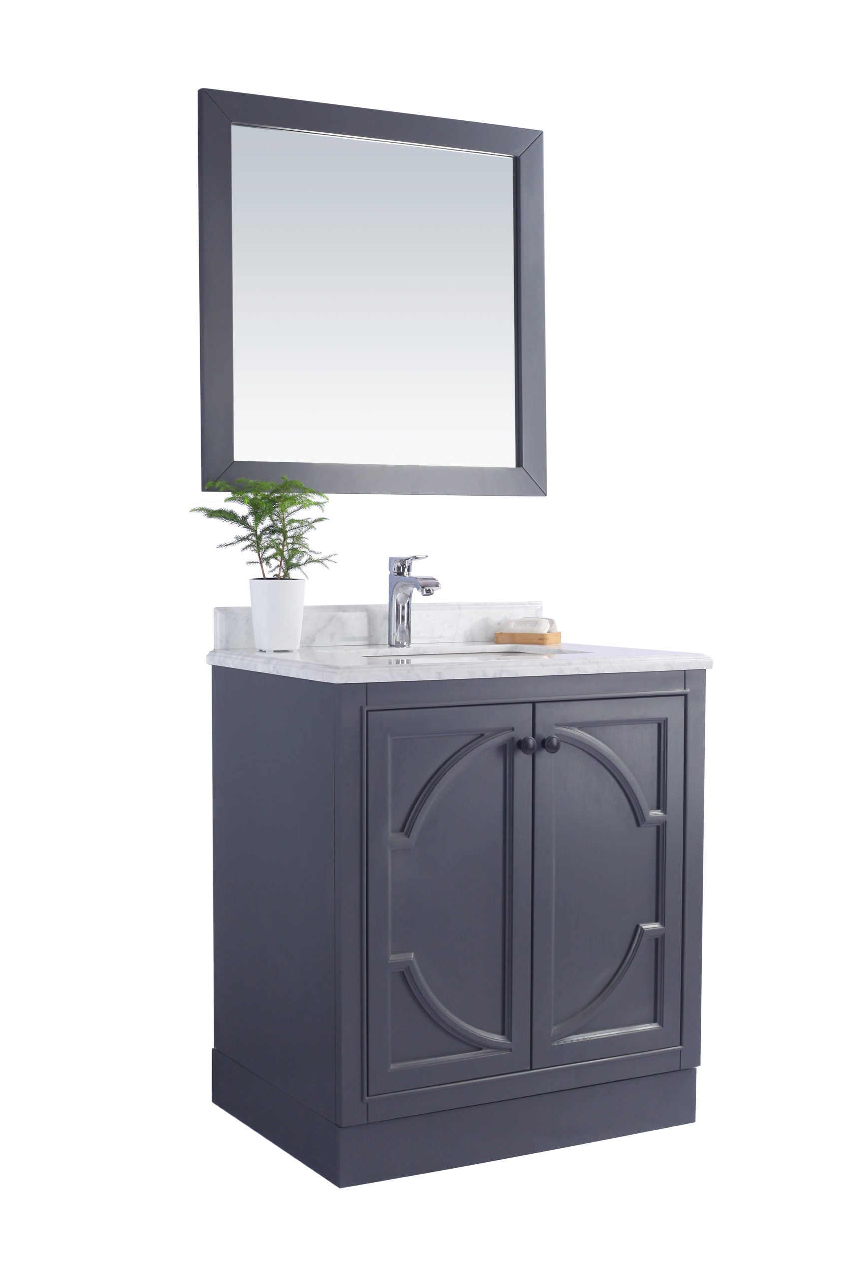 Odyssey 30" Maple Grey Bathroom Vanity with Black Wood Marble Countertop