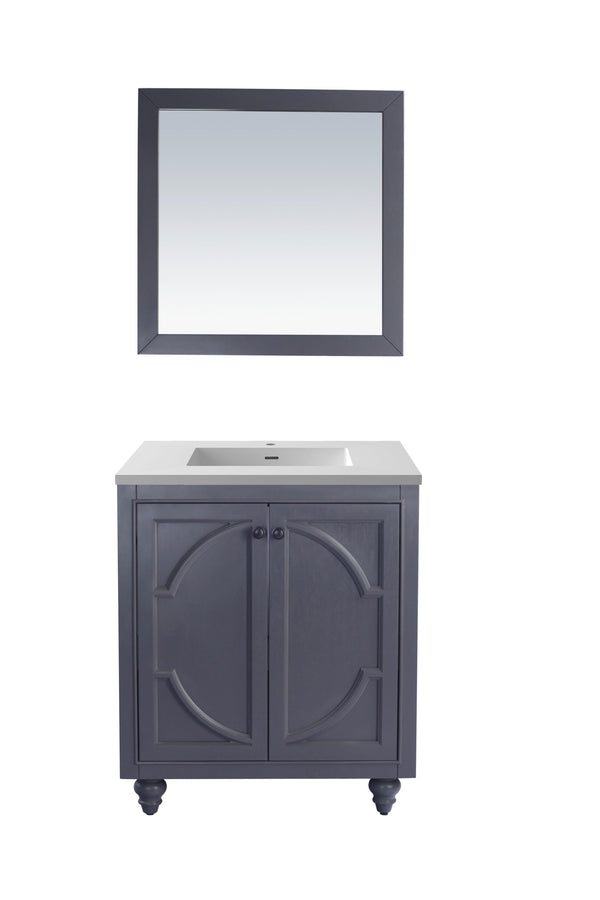 Odyssey 30 Maple Grey Bathroom Vanity with Matte White VIVA Stone Solid Surface Countertop