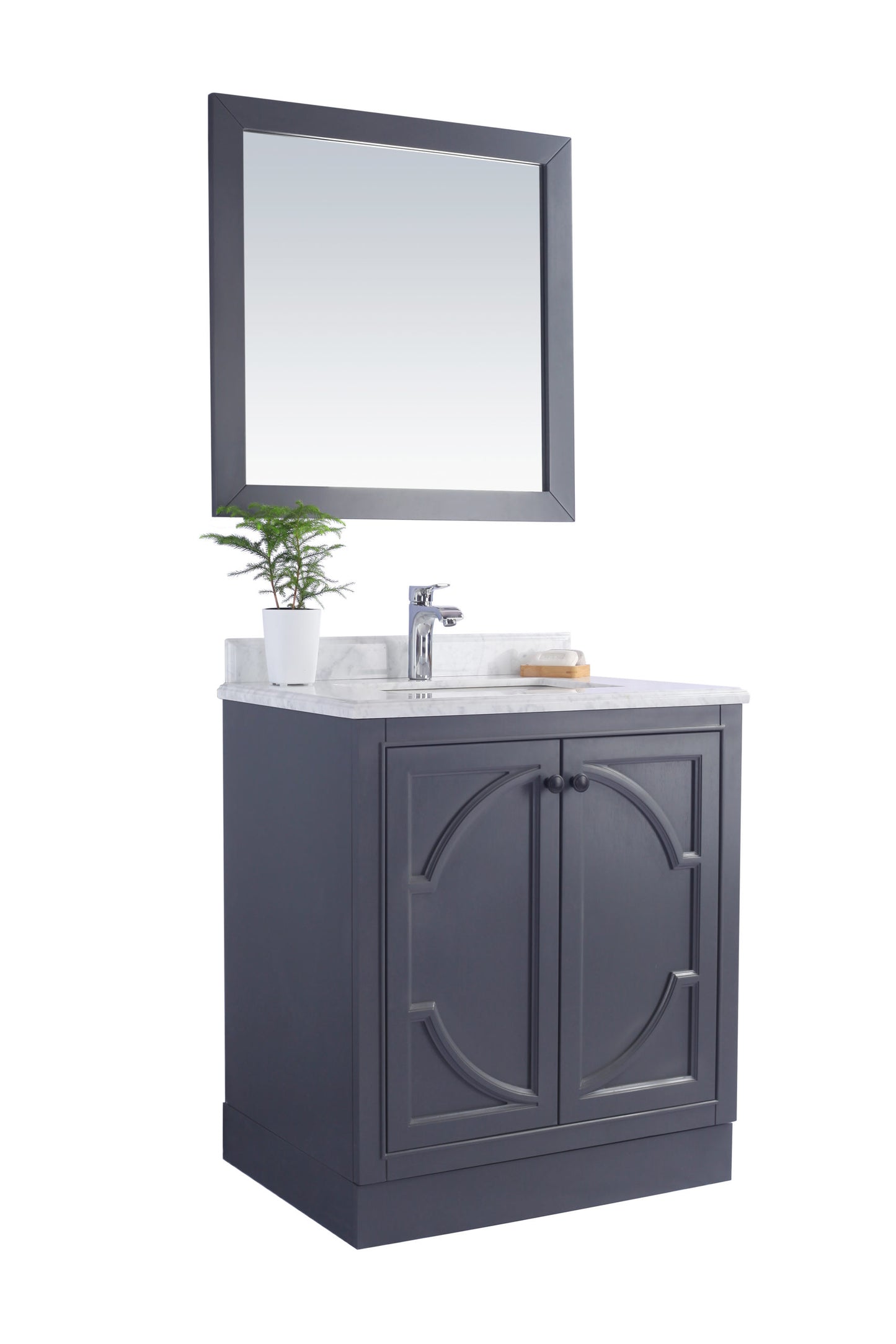 Odyssey 30" Maple Grey Bathroom Vanity with Pure White Phoenix Stone Countertop