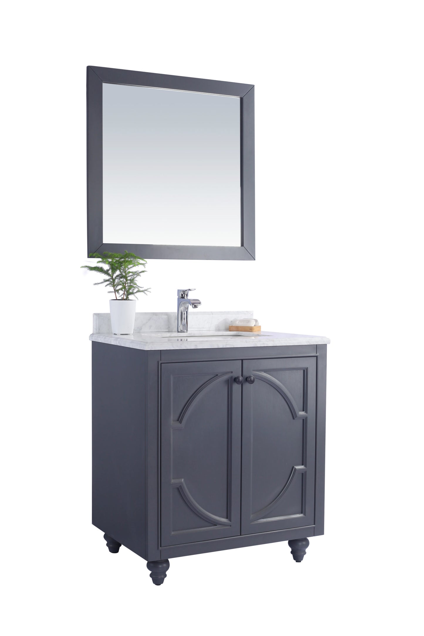 Odyssey 30" Maple Grey Bathroom Vanity with White Carrara Marble Countertop