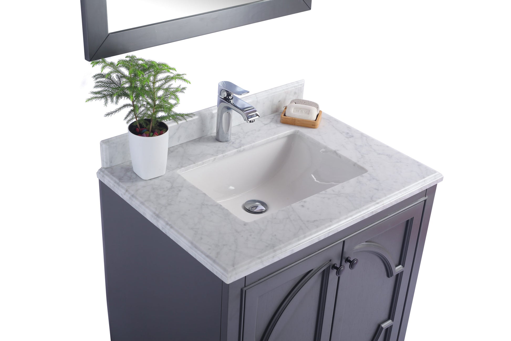 Odyssey 30" Maple Grey Bathroom Vanity with White Carrara Marble Countertop