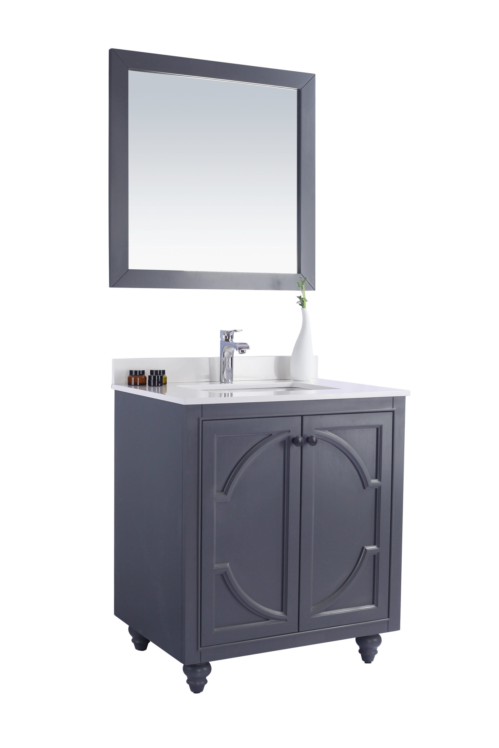 Odyssey 30" Maple Grey Bathroom Vanity with White Quartz Countertop