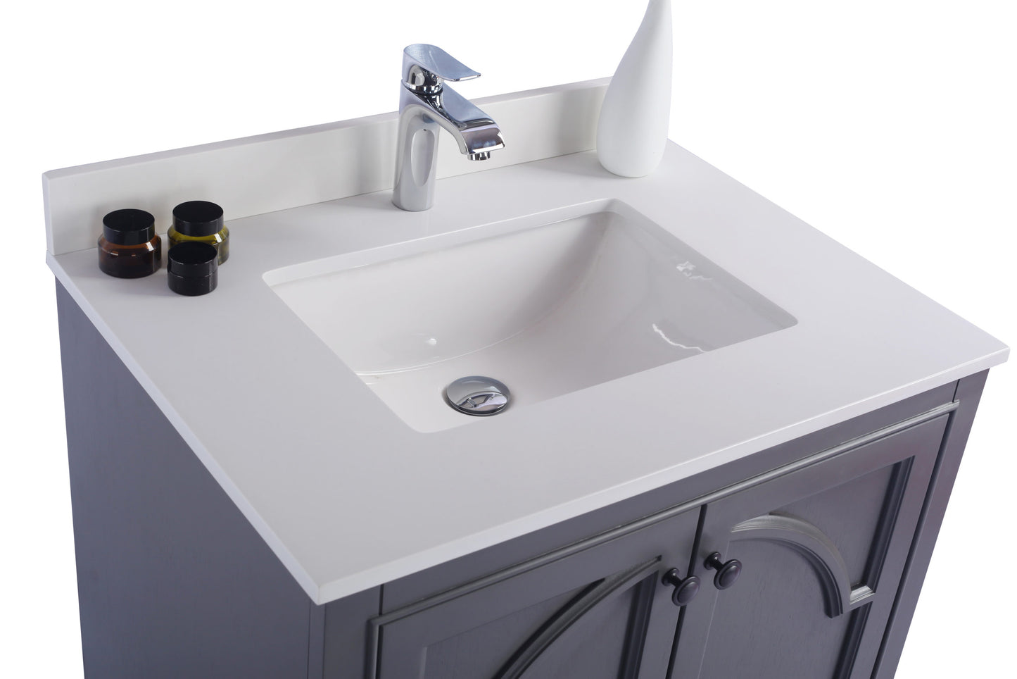 Odyssey 30" Maple Grey Bathroom Vanity with White Quartz Countertop