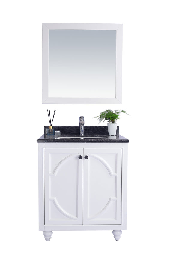 Odyssey 30 White Bathroom Vanity with Black Wood Marble Countertop