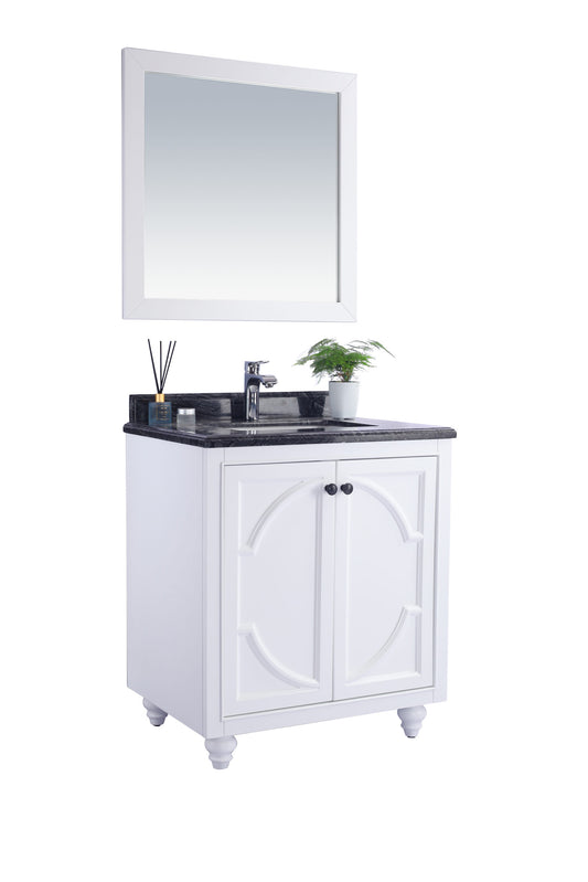 Odyssey 30" White Bathroom Vanity with Black Wood Marble Countertop