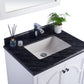 Odyssey 30" White Bathroom Vanity with Black Wood Marble Countertop